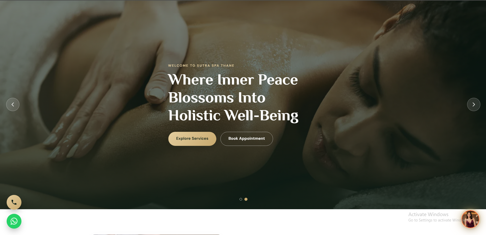 Sutra Luxury Spa website preview